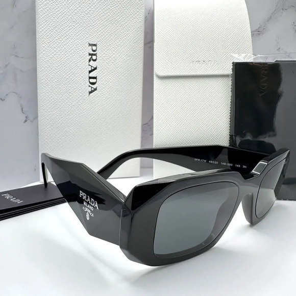PRADA Sunglasses Black Acetate PR 17WS Symbole Logo Made In Italy Authentic - Picture 16 of 16